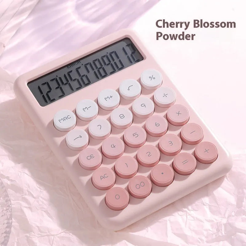 Dopamine gradient colour desk calculator with 12-digit display showing calculation results