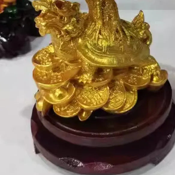 Citrine small water turtle money tree Feng Shui ornament measuring 18x11x23cm
