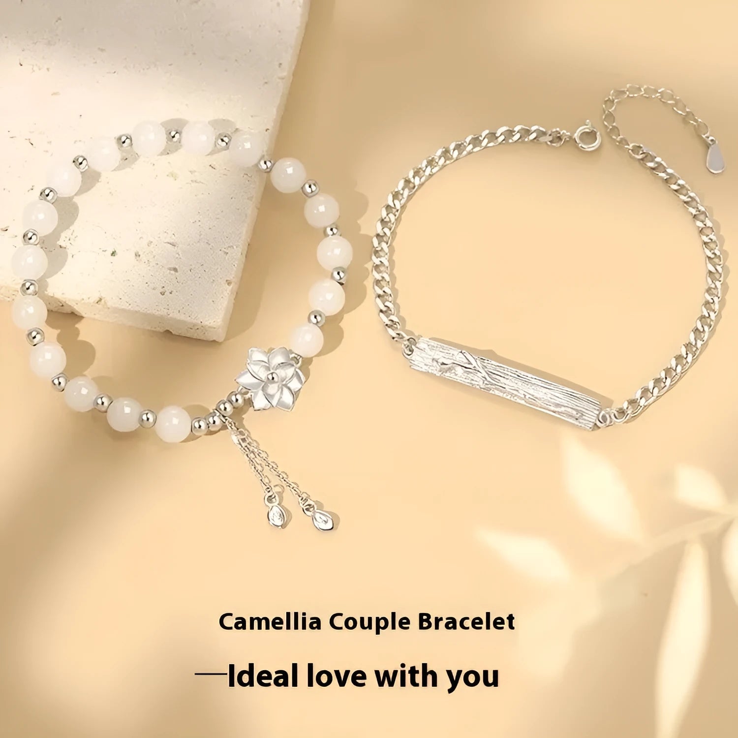 New Chinese style resin couple's bracelet with floral beads including camellia, lotus and peach blossom designs