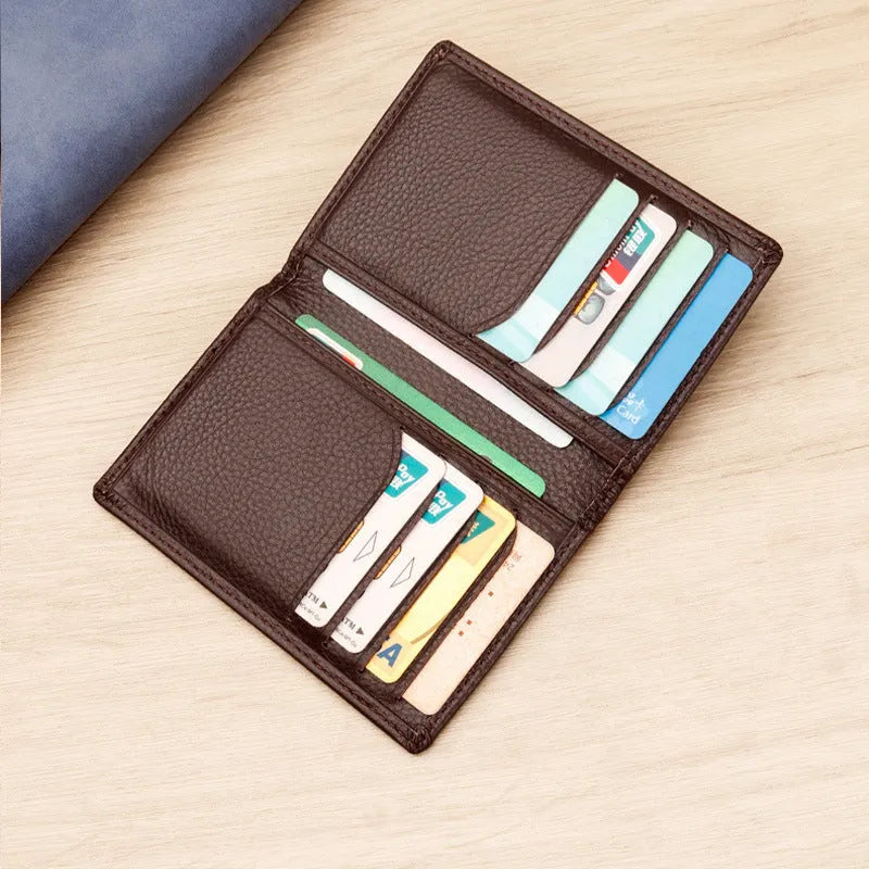 Genuine cowhide leather credit card holder in black or brown colour with urban simplicity style