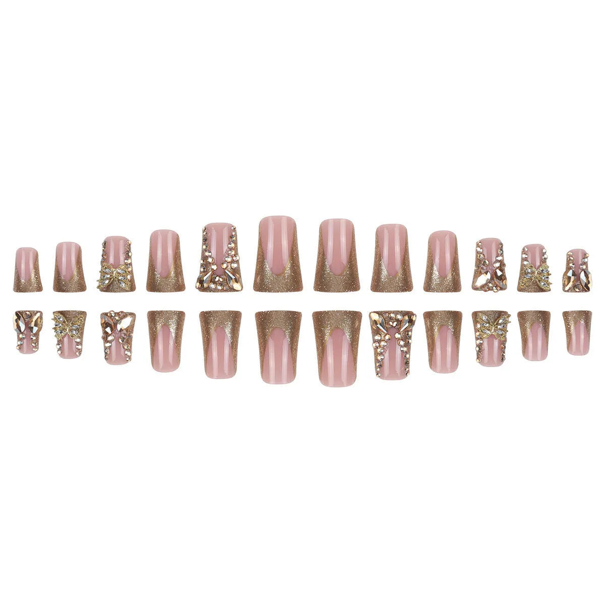 Golden diamond debris butterfly nail stickers set with jelly glue adhesive in D34 colour