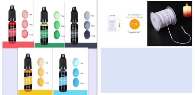 DIY candle and soap colour concentrate pigment in 10ml bottle with needle application for 30 colour options