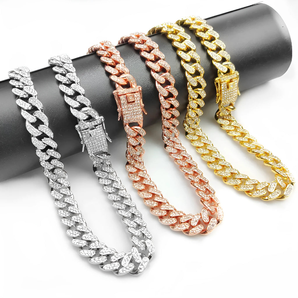 Hip hop alloy pet collar necklace in Gold, Rose Gold, or Silver, 20-70cm length, 12.5cm width
