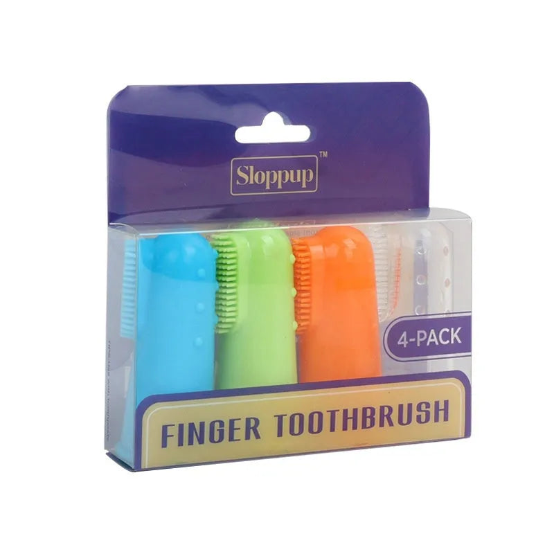 Pet finger toothbrush set for cats and dogs, TPR, boxed set of 4 pieces