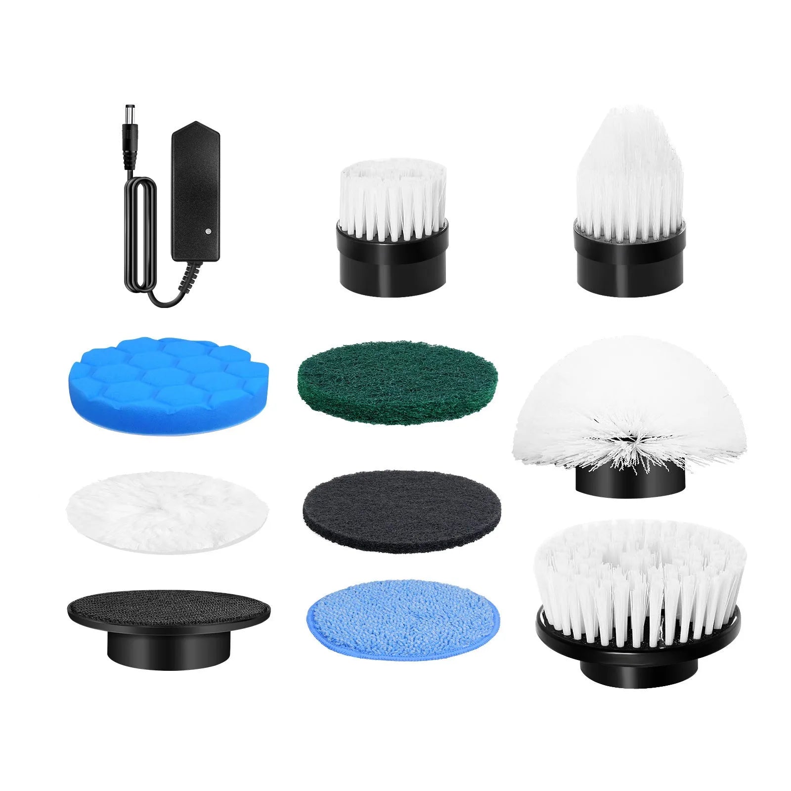 White handheld cleaning ball with rechargeable lithium battery and cleaning brush accessories