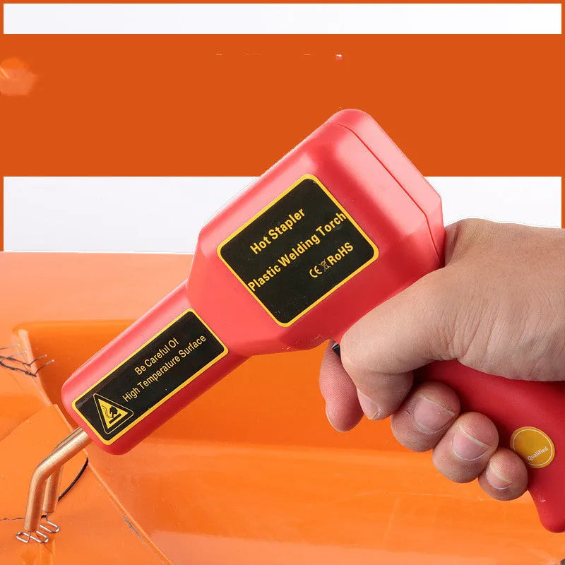 Plastic repair welding gun with LED light for car bumper repairs showing 1.7m power cord and welding nail compartment