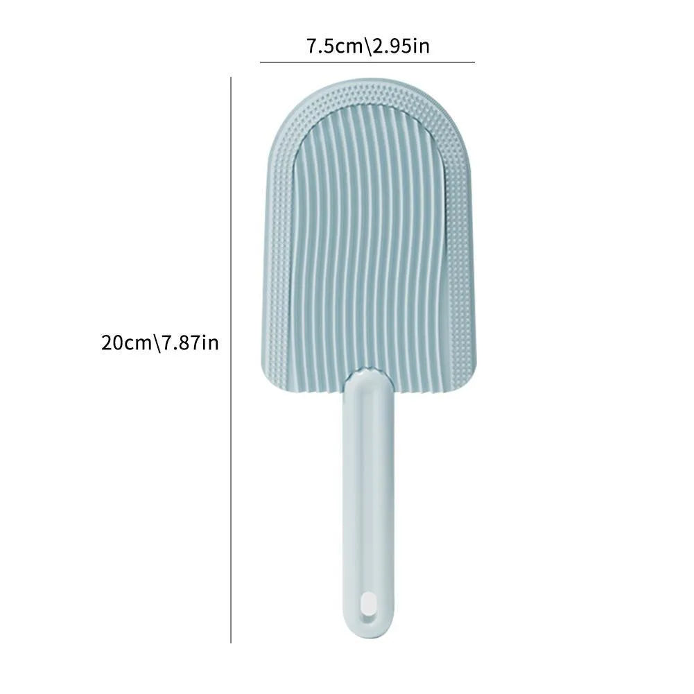 200mm pet grooming brush in blue, green, or yellow with soft silicone and foldable design