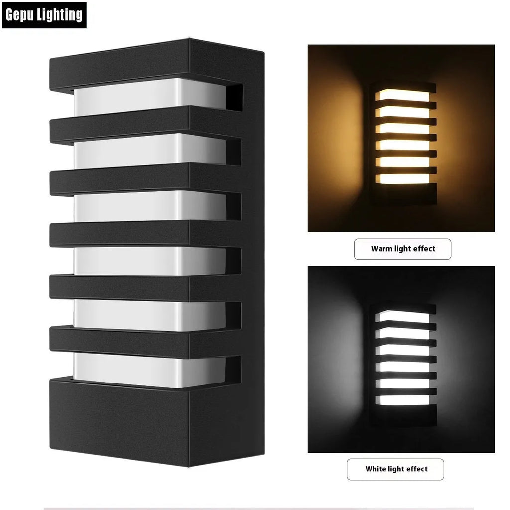 Modern minimalist layered aluminium outdoor wall lamp mounted on a wall.