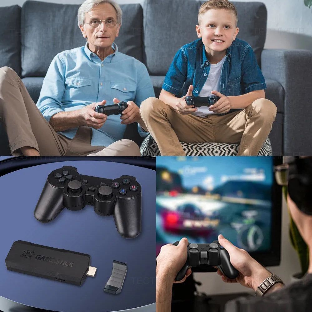 HD Home TV Game Console showing compact 16cm design with wireless controller and HDMI cable