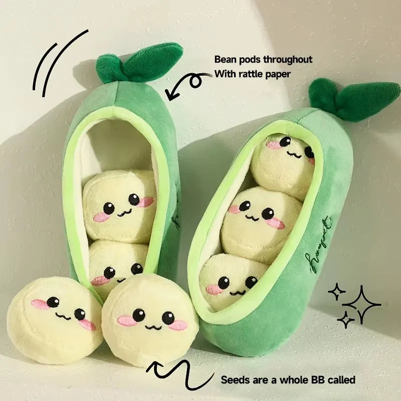 Interactive squeaky dog toy for puppies and small breeds, available in four shapes including Banana Monkey and Carrot Rabbit.