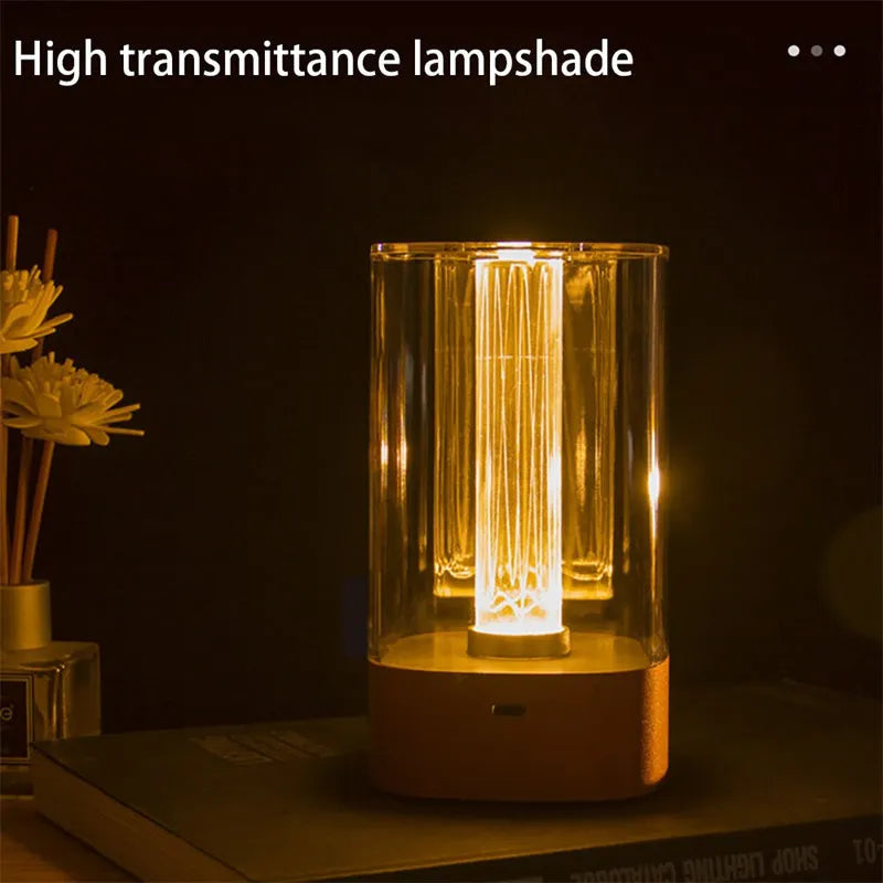 Rose gold touch-control LED bedside lamp with decorative conch pattern and USB charging cable