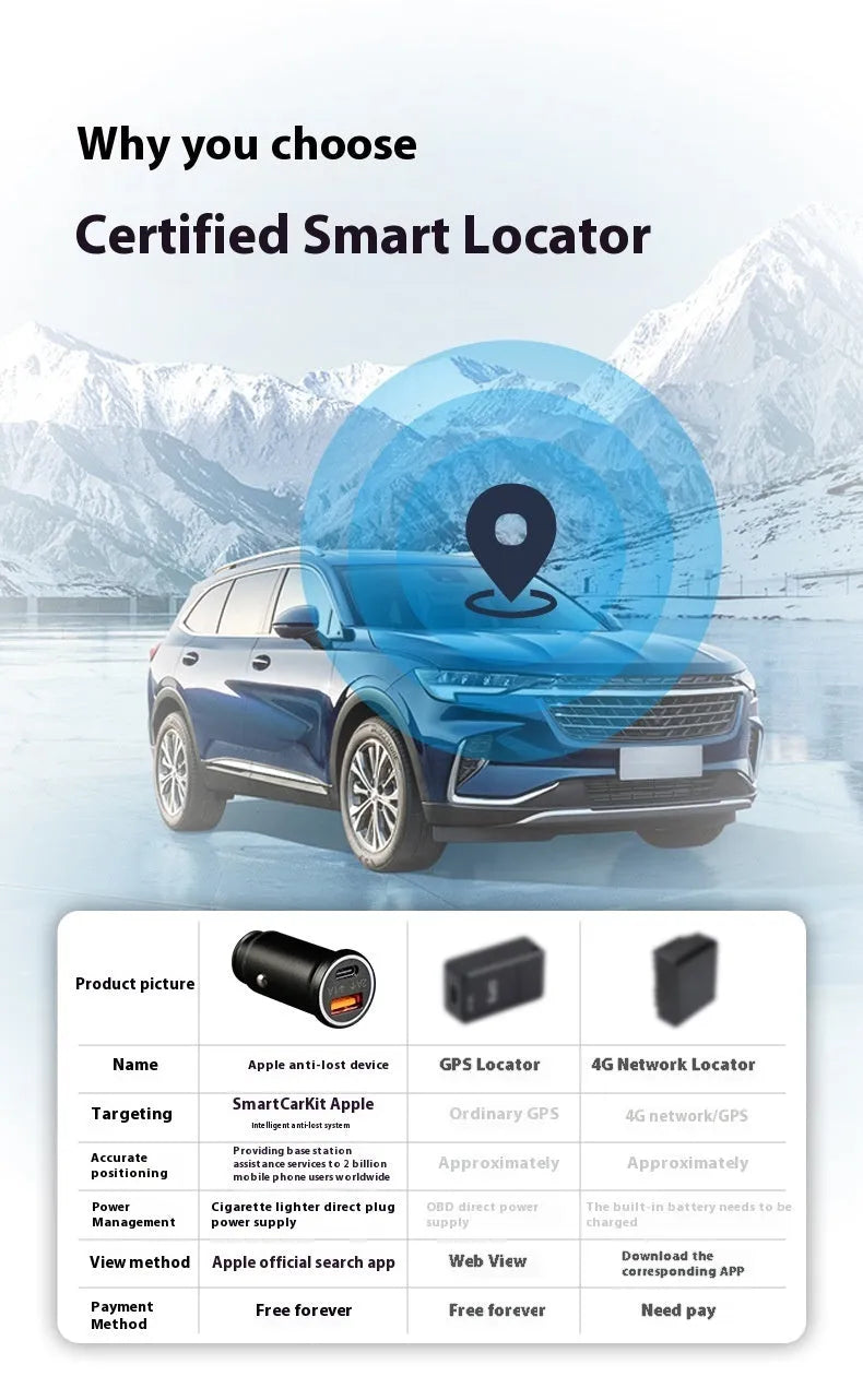 Black car charger GPS locator instrument with ABS construction for vehicle tracking