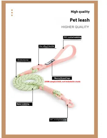 Solid-colour PVC dog leash measuring 120cm in dark red purple yellow or taoyao green colours