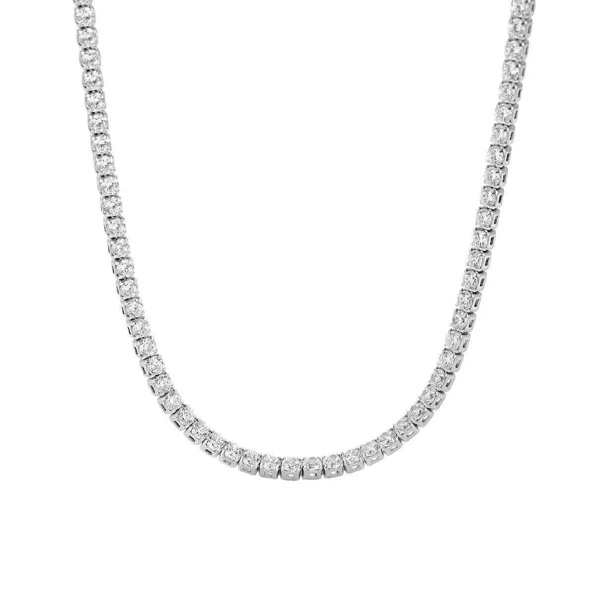 Women's sterling silver necklace with round diamond-cut stone on 925 silver chain