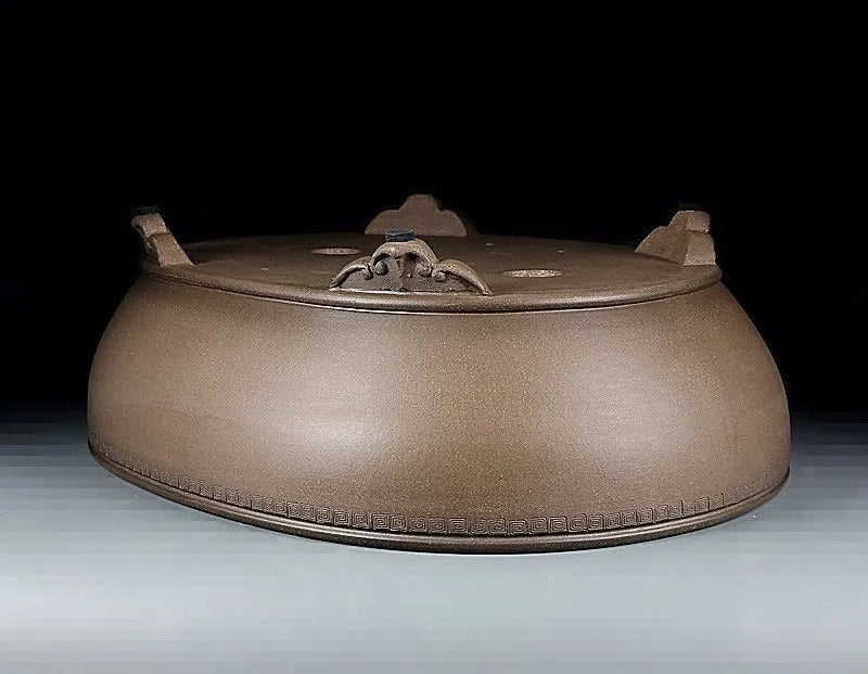 Handmade oval purple sand flowerpot measuring 50x39.5x16cm for desktop or ground plant placement