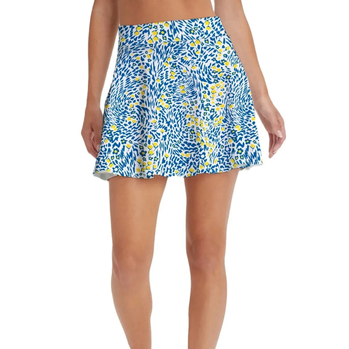 Women's high waist half-length sports skirt in blue, orange red or emerald green for tennis golf badminton
