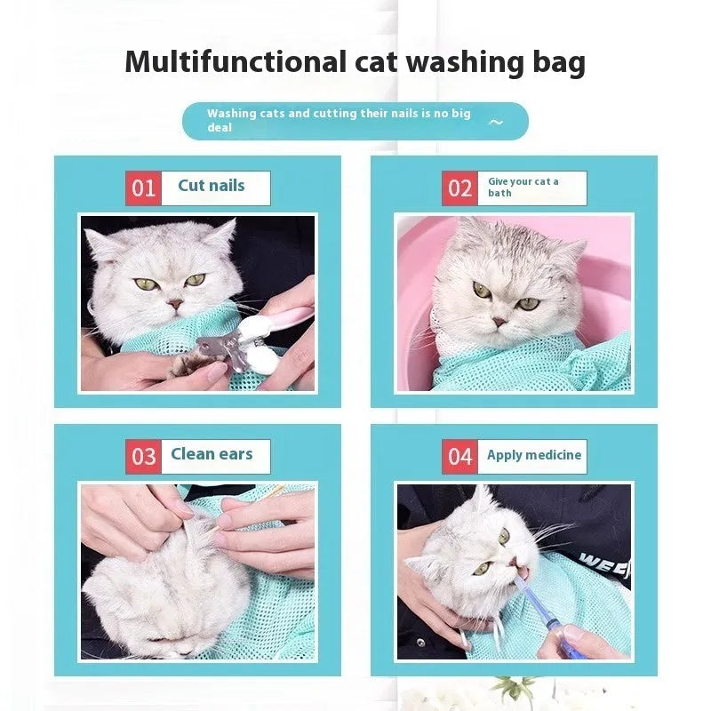 Upgraded 5th generation cat grooming bag in pink and white, showing detachable design and lifting handles