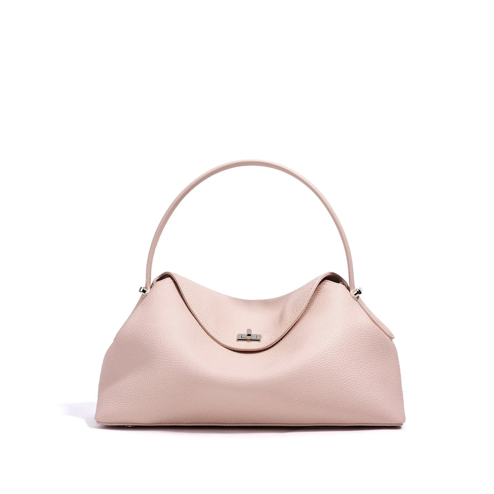 Cowhide leather shoulder messenger bag in a pillow shape with double straps, shown in one of five colour options.