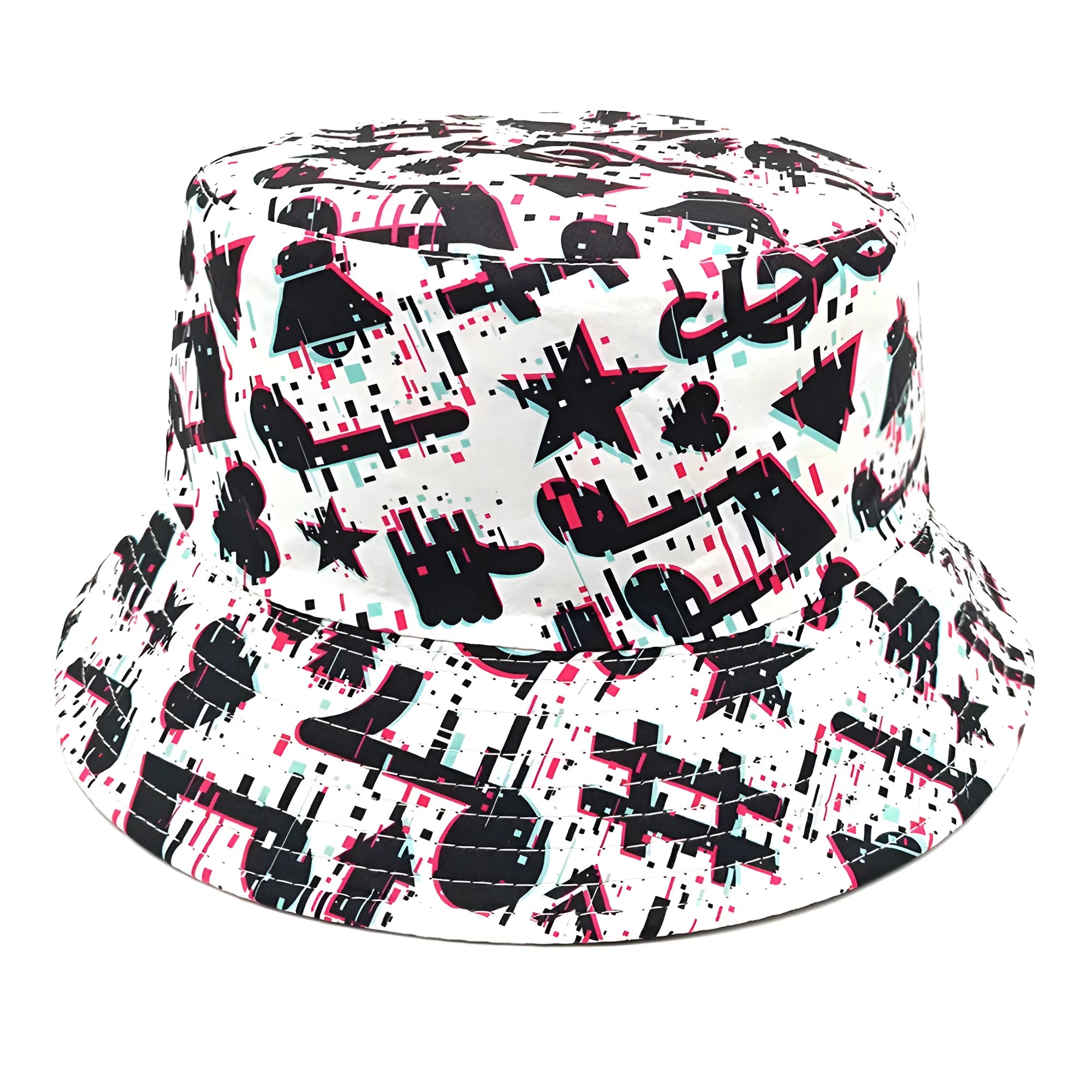 Retro musical note print polyester bucket hat dome crown size M