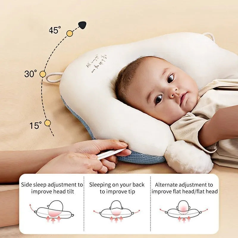 U-shaped baby head shaping pillow in pure cotton fabric with detachable support column