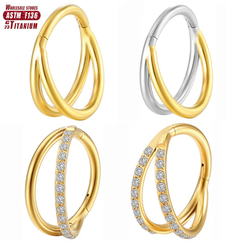 Titanium alloy fork nose ring body jewellery in silver finish showing 1.2mm thickness and fork design