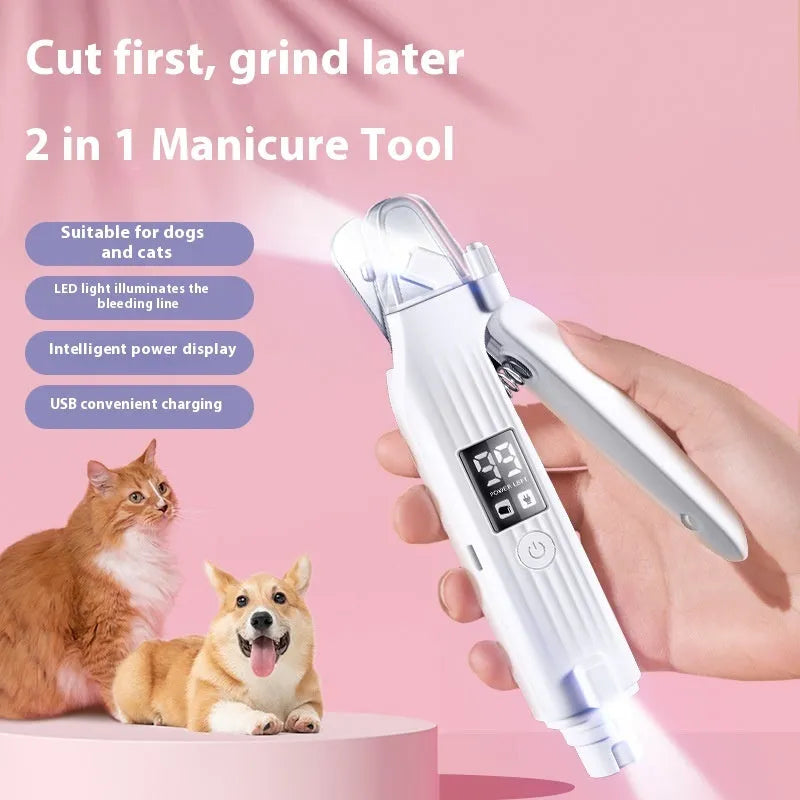 White HZ8 pet nail clippers with grinder for dog grooming at home