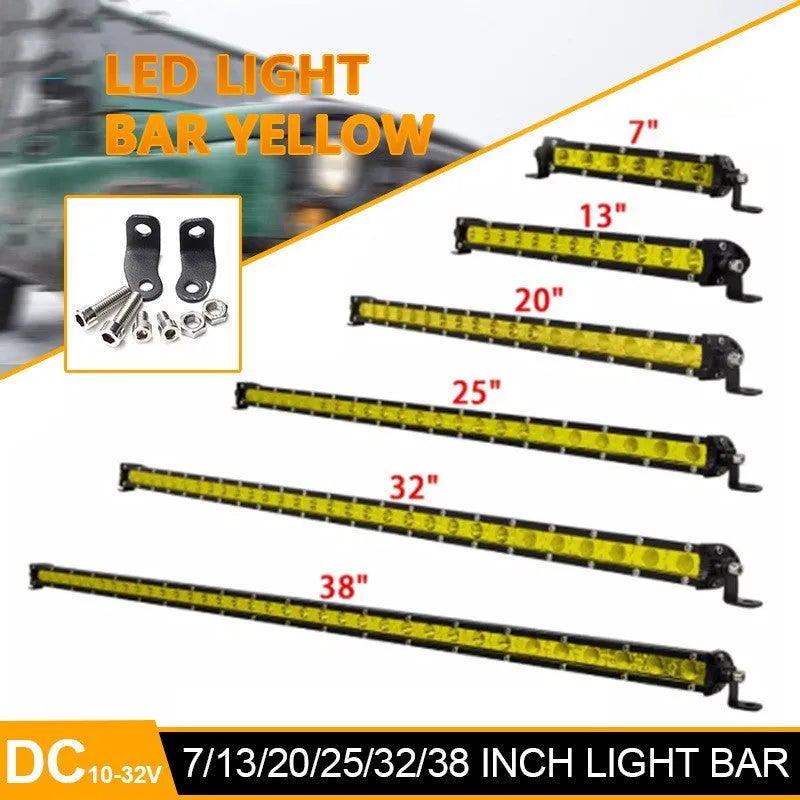 25-inch single row LED car strip light bar with aluminium alloy housing and mounting brackets