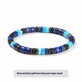 Natural hematite and volcanic rock bead bracelet for men with 6mm geometric beads.