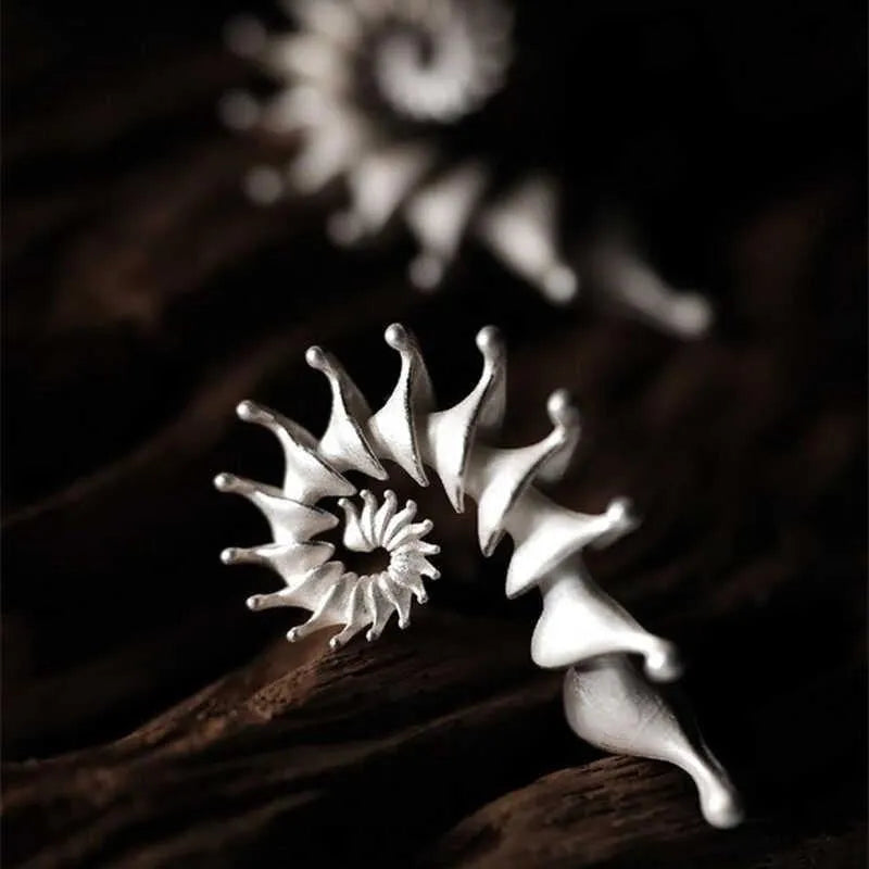 Exaggerated conch three-dimensional matte earrings with irregular shape elements and alloy construction