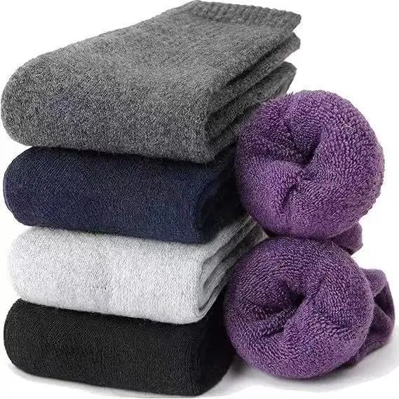 Unisex wool cashmere blend thermal tube socks in middle calf length showing solid colour pattern