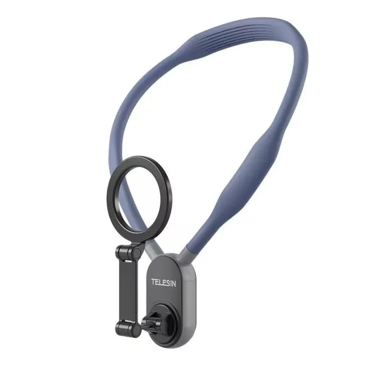 Silicone phone magnetic neck mount with magnetic quick-release system in grey colour