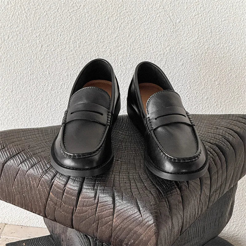 Men's slip-on casual shoes in microfiber, shown in apricot colour with a rubber sole.