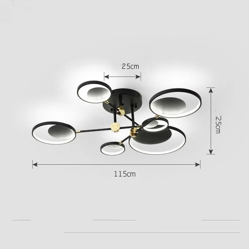 720mm glass LED ceiling light with three colour settings and 4, 6 or 8 head caps, 220V, EU CE certified