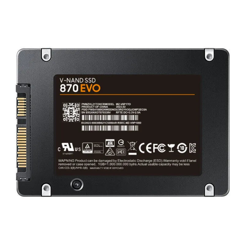Samsung 870 EVO 2.5-inch SATA III solid-state drive for internal computer storage upgrade.