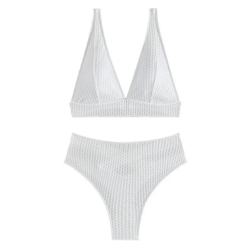 White solid colour backless bikini swimsuit for women on a mannequin
