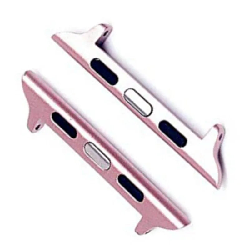 Stainless steel Apple Watch strap connector in black, rose gold, silver, gold or Starlight, 14–24 mm lug width.