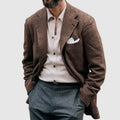 Men's casual double-breasted suit jacket with printed pattern, synthetic fibre blend, long sleeves, available in three colours and sizes S-5XL.