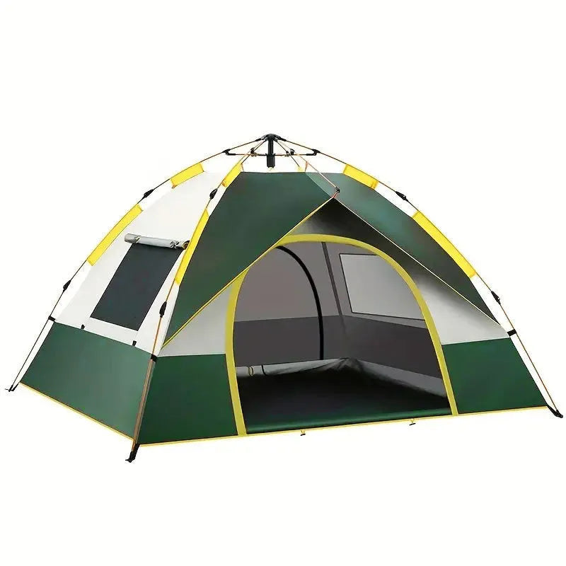 Dark green silver glue automatic tent for 3-4 people with quick-open design, 220 x 200 x 140 cm dimensions