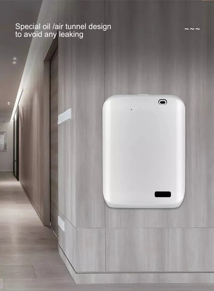 White smart HVAC wall mount essential oil diffuser with 150ml capacity and app control interface