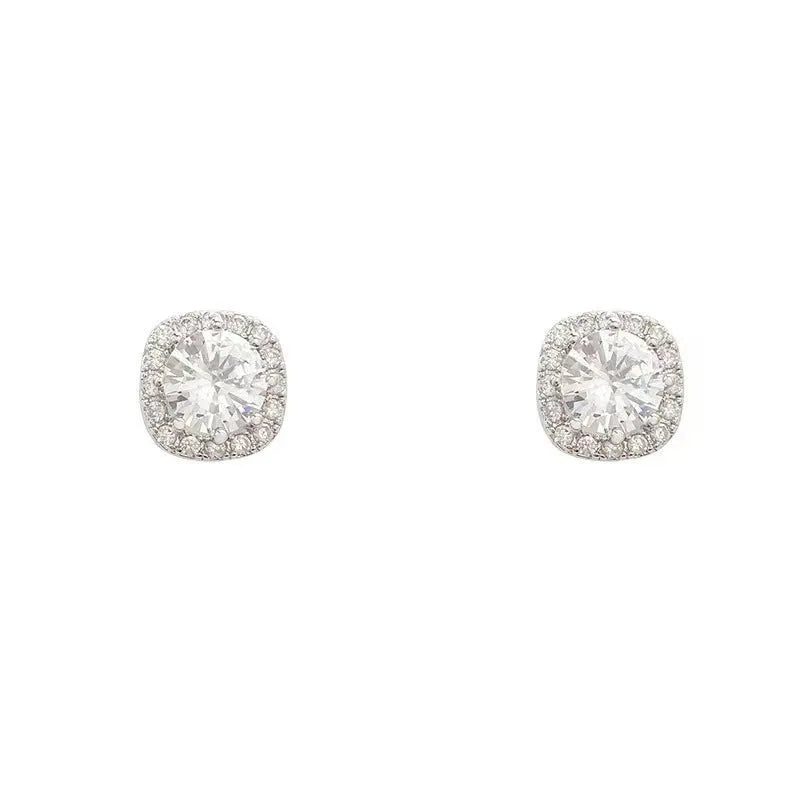 Square geometric earrings with quadrilateral design in silver and gold colour options for office wear