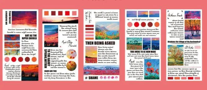 Landscape painting paper sticker pack showing 20 pieces at 60x120mm size with multiple colour options