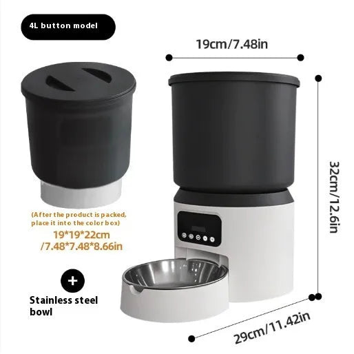 4L smart pet feeder with programmable timer and optional camera for remote monitoring of cats and dogs
