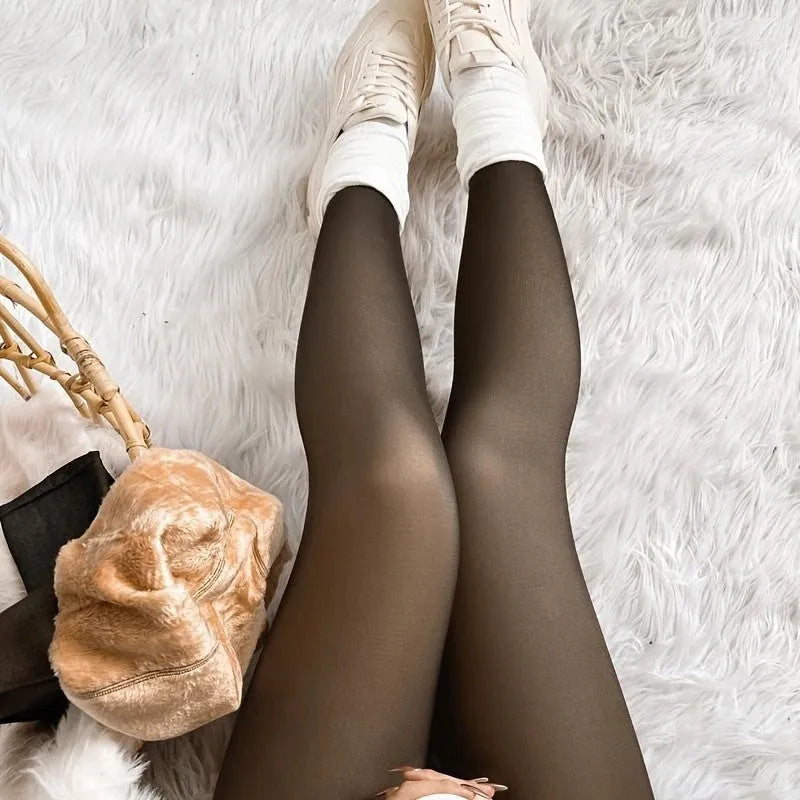Anti-snagging wool-lined leggings in smooth skin-perforating fabric with moulding fit