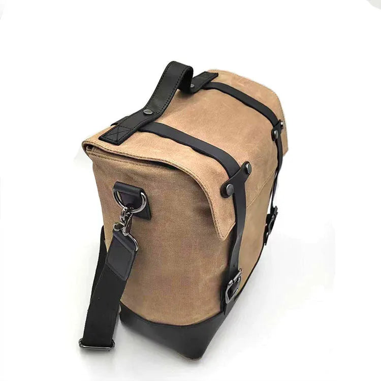 Thick waterproof canvas motorcycle side bag with large storage capacity