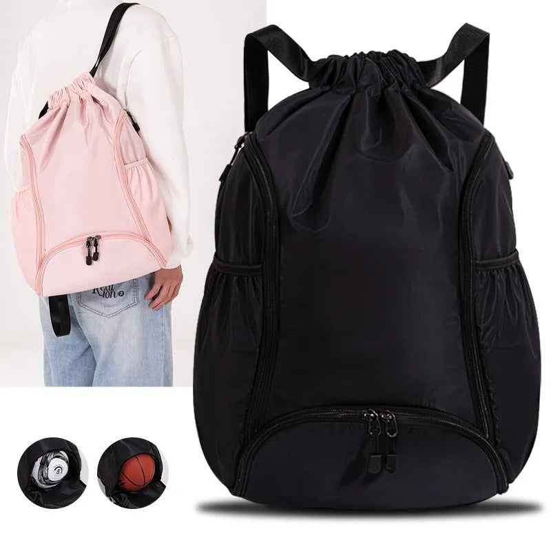 Cube style drawstring sports backpack in black, gray, green, mint green, or pink colour options