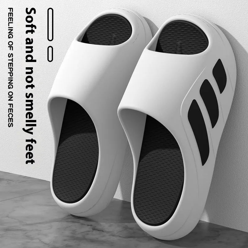 EVA platform slippers in flip-flop style available in brown, black, red and black, or white and black colour options