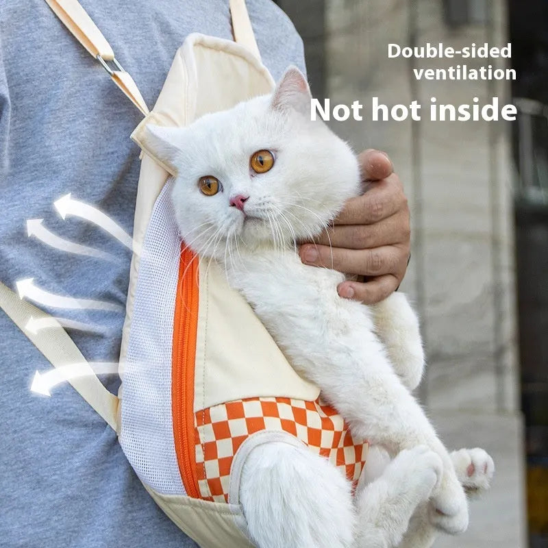 Soft non-woven polyester canvas pet backpack for cats available in three sizes and colours