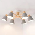 Nordic Creative Isn Macaron ceiling pendant lamp in ironwood with multiple heads, showing Black and Grey colour option