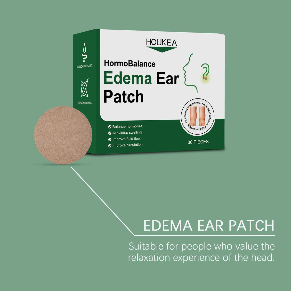 Edema Ear Patch pack of 36 tablets with wormwood, aesculus chinensis, dandelion root and yam extract