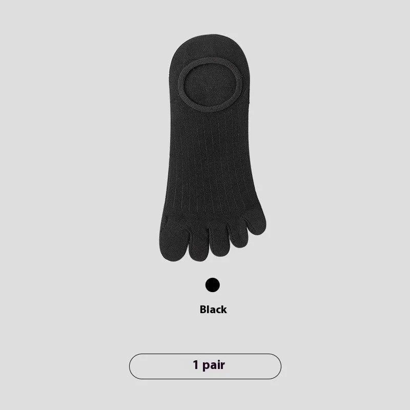 Five-finger men's invisible socks in modal fabric, showing non-slip design and colour options for summer
